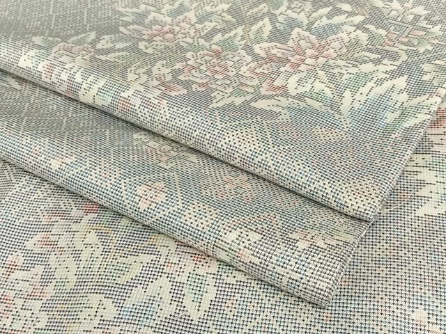 平和屋着物●本場大島紬　白大島　9マルキ　更紗花文　正絹　逸品　AAAT0614zg 平和屋着物○本場大島紬 白大島 9マルキ 更紗花文 正絹 逸品