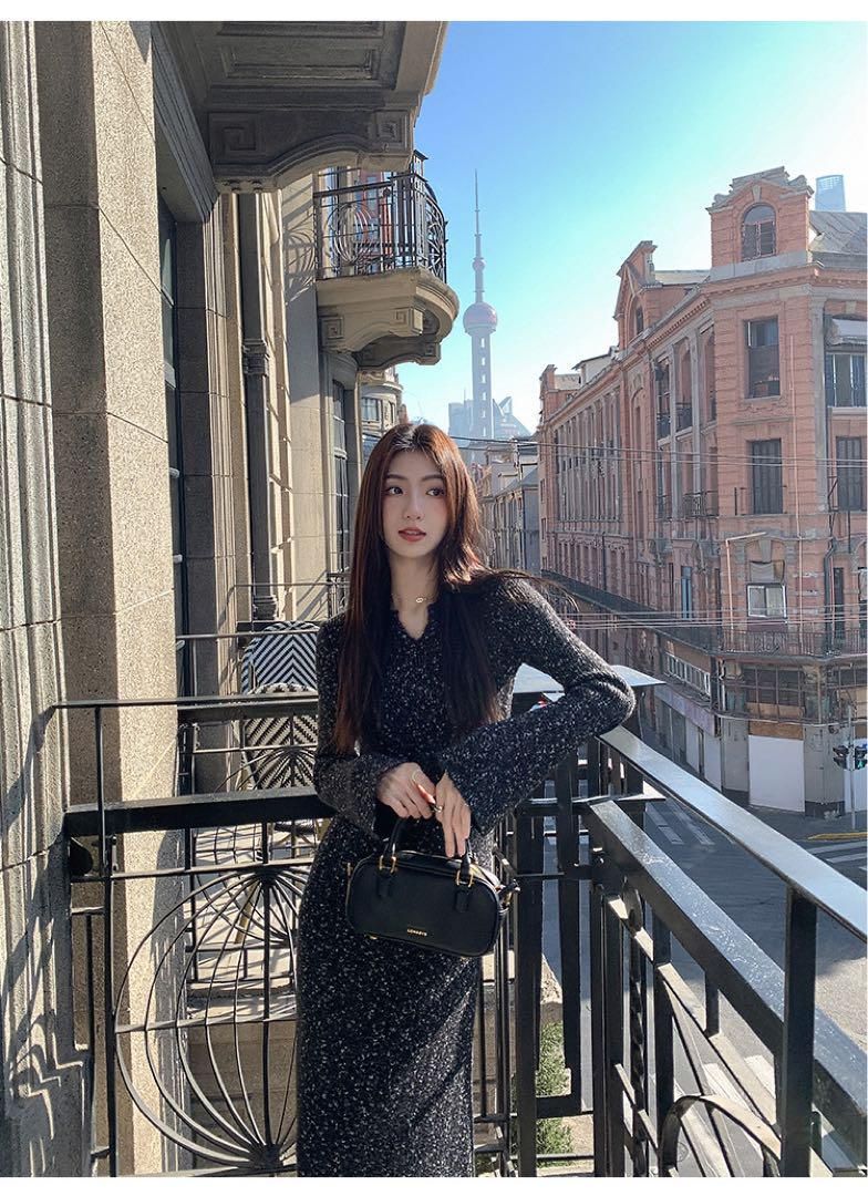 春ニットロングワンピース デートや女子会にも最適モテ服