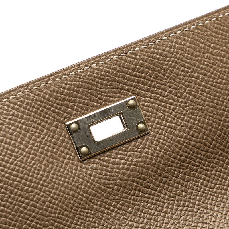 オススメ エルメス ケリーウォレット エトゥープ グレージュ ヴォーエプソン レディース HERMES 1-0233502