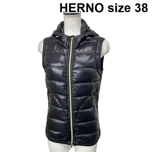 ◆ ヘルノ HERNO ダウンベスト ネイビー 38 S～M レディース S5V664