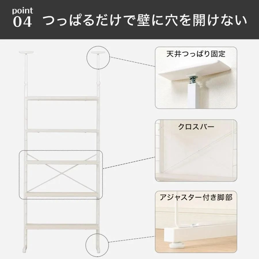 【ニトリ】ワイヤーシェルフ N ポルダ WW ホワイトウォッシュ ニトリ ワイヤーシェルフNポルダ L型コーナー(幅80cm ホワイト