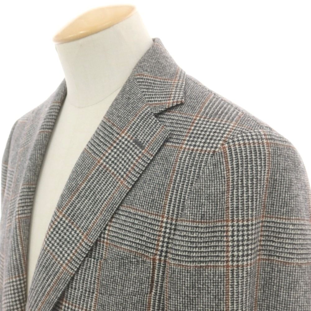 ブリッラ ペル イル グスト Brilla per il gusto ウール チェック 3つボタンスーツ ブラック×ホワイトxブラウン サイズ44 メンズ