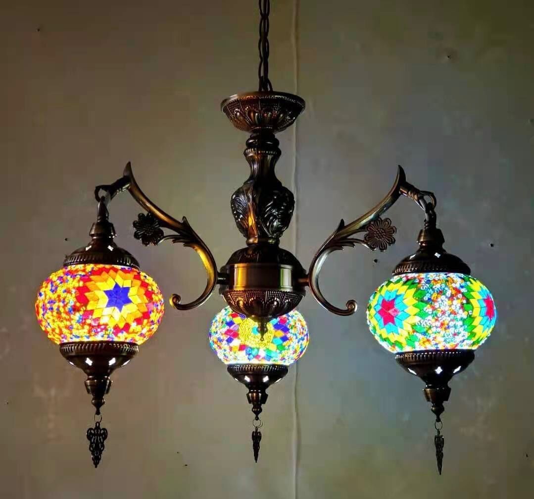 引掛けシーリング用 3色LED電球付き モザイクデザイン ペンダントライト