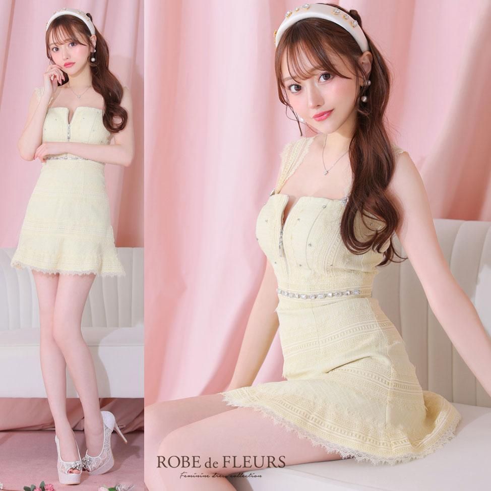 ROBE de FLEURS / ローブドフルール】肩レース×ウエストビジュー 