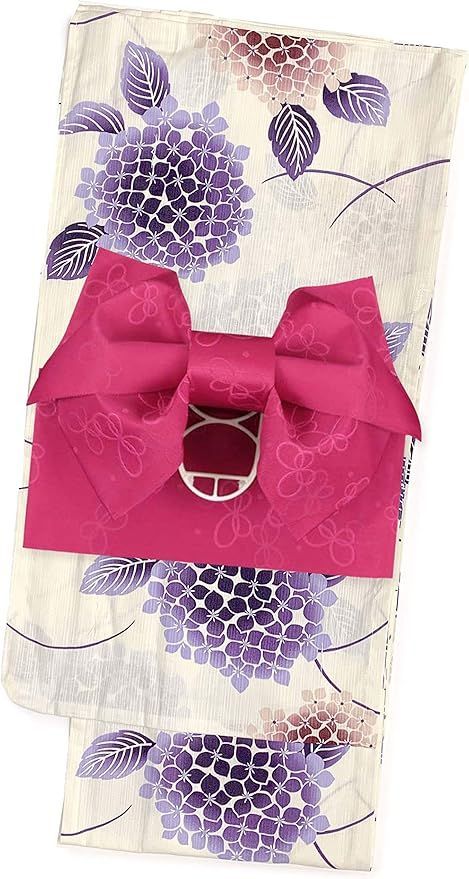 浴衣セット 女の子 140 cm 作り帯セット 生成り あじさい