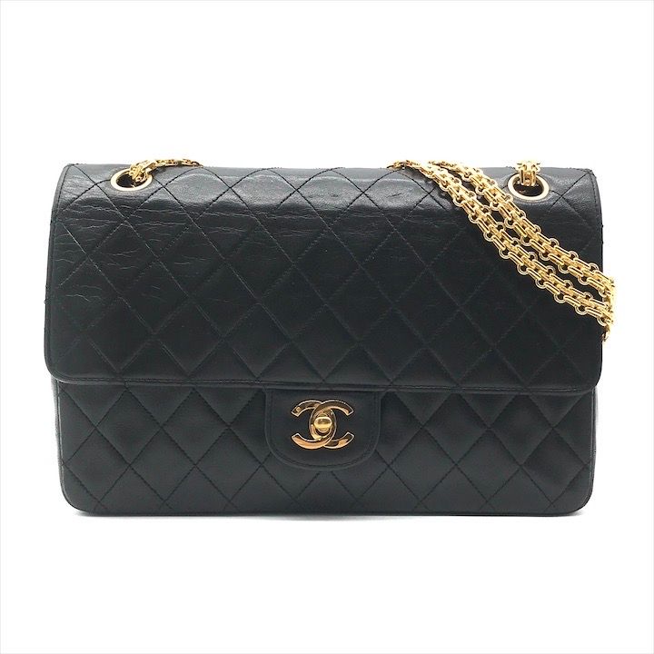 美品 CHANEL シャネル ココマーク マトラッセ ラムスキン チェーン