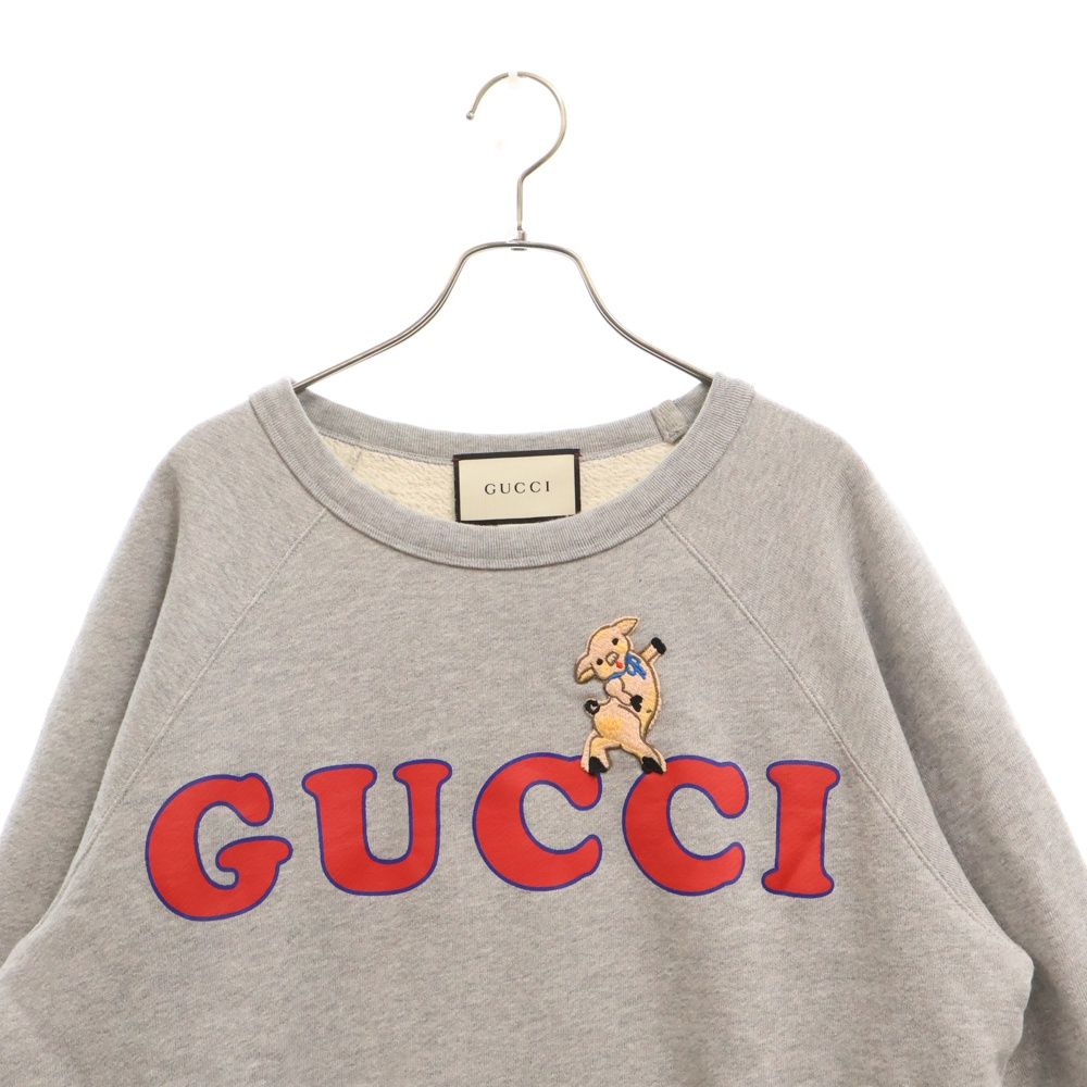 GUCCI (グッチ) ロゴ エンブロイダリー クルーネック スウェット