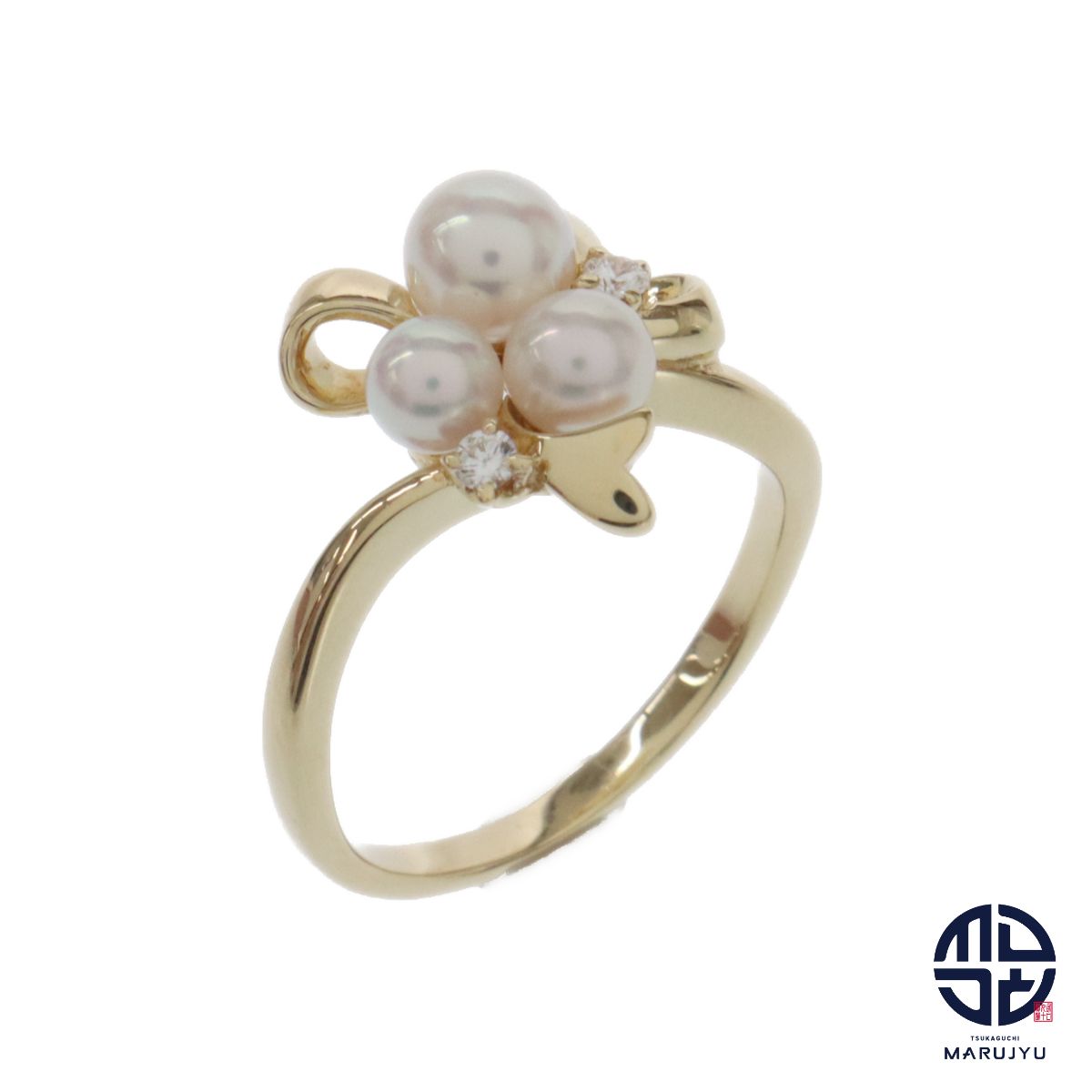 MIKIMOTO ミキモト K18YG 18金イエローゴールド アコヤパール3P 真珠 