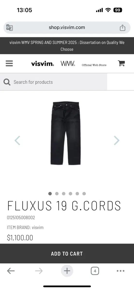 VISVIM(ビズビム) 25SS FLUXUS 19 G CORDS 3 サイズ - メルカリ