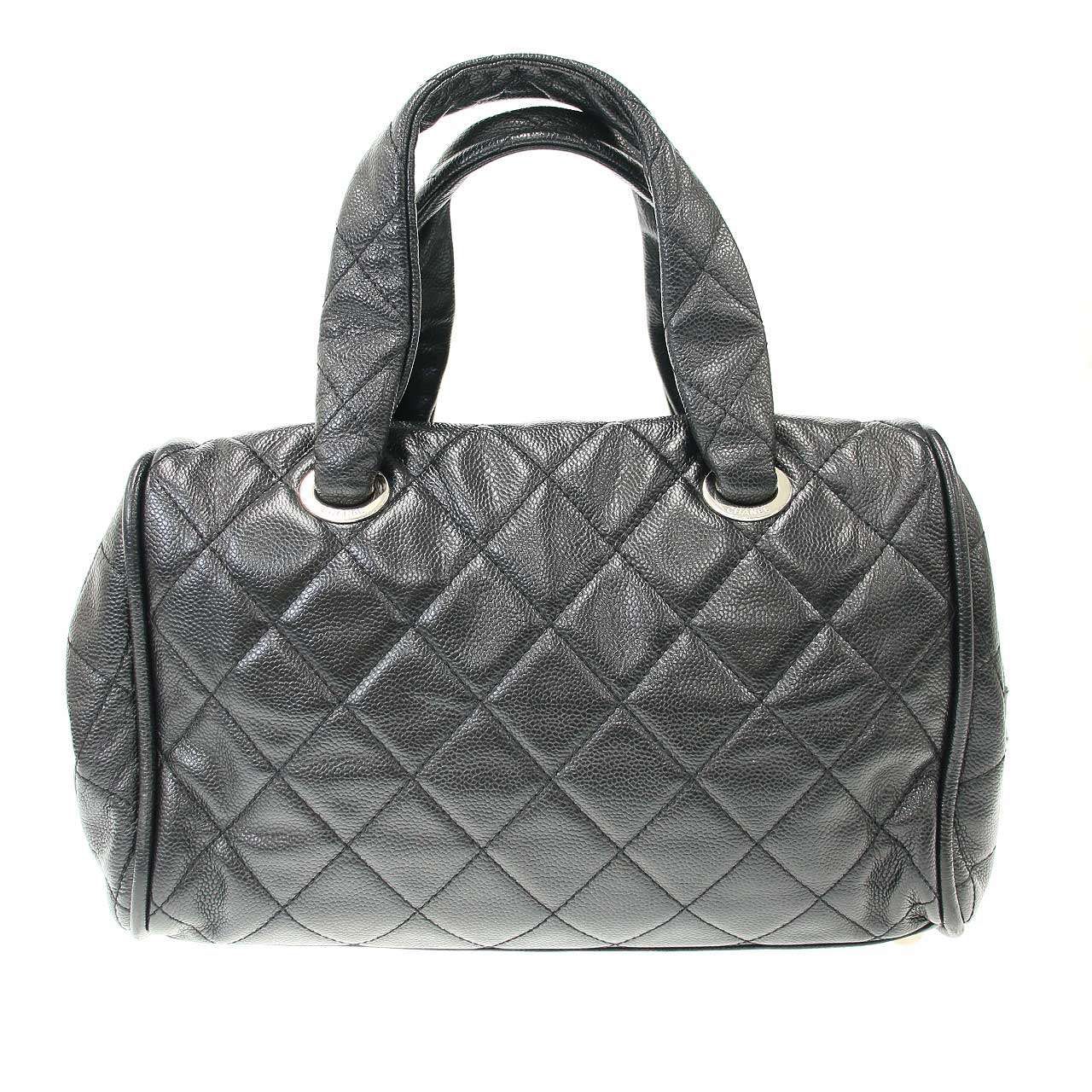 CHANEL シャネル マトラッセココマーク キャビアスキン ミニボストンバッグ ブラック -