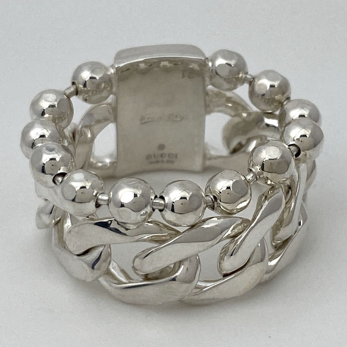 グッチ GUCCI ロゴプレート チェーン リング 指輪 リング 20号  
