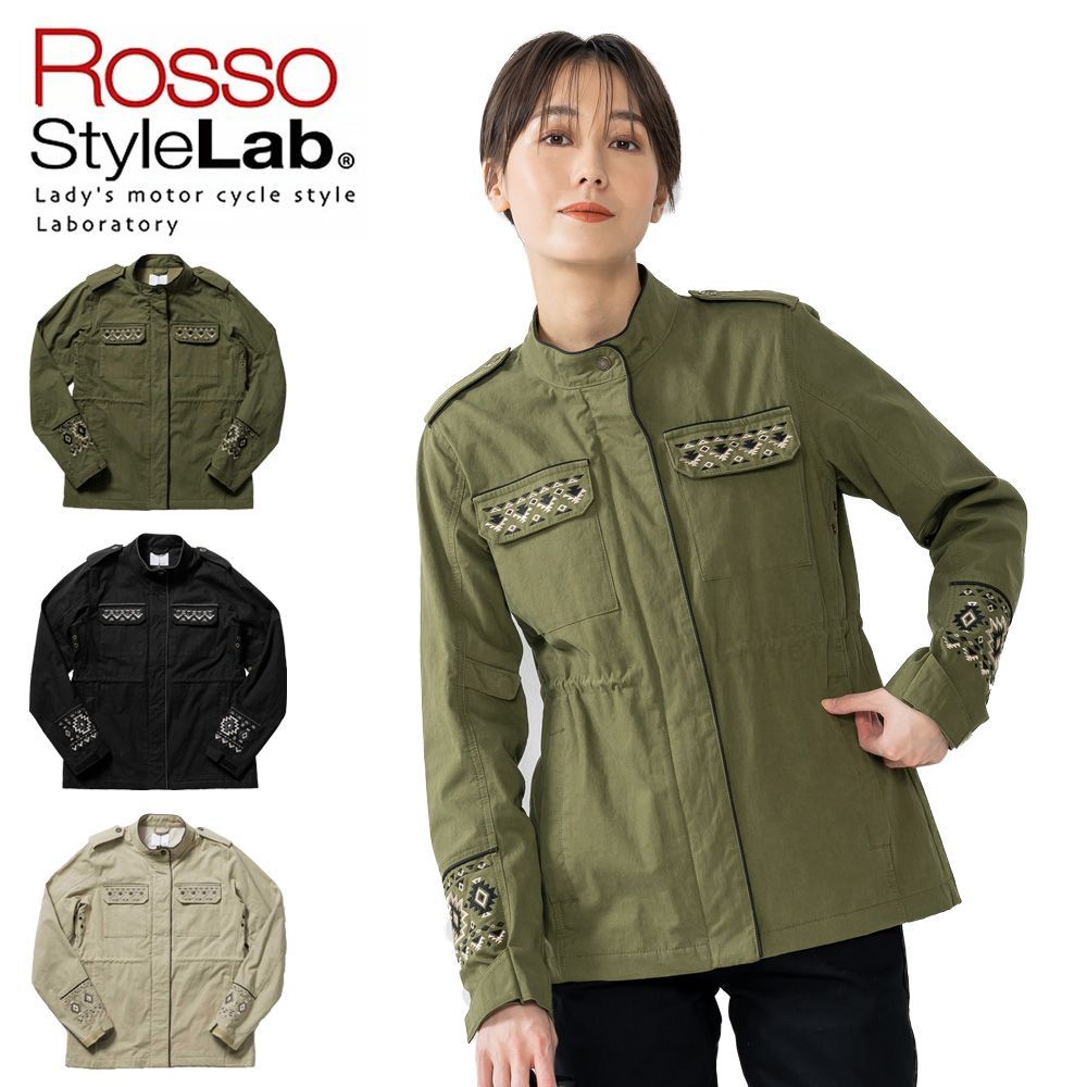 在庫限り 春 夏 秋 モデル バイク レディース ジャケット ミリタリージャケット 肩 肘 脊椎 胸部 プロテクター付属 Rosso StyleLab ロッソスタイルラボ 3色 | 2サイズ S L ROJ123 女性用 オートバイ 自転車 アウトドア
