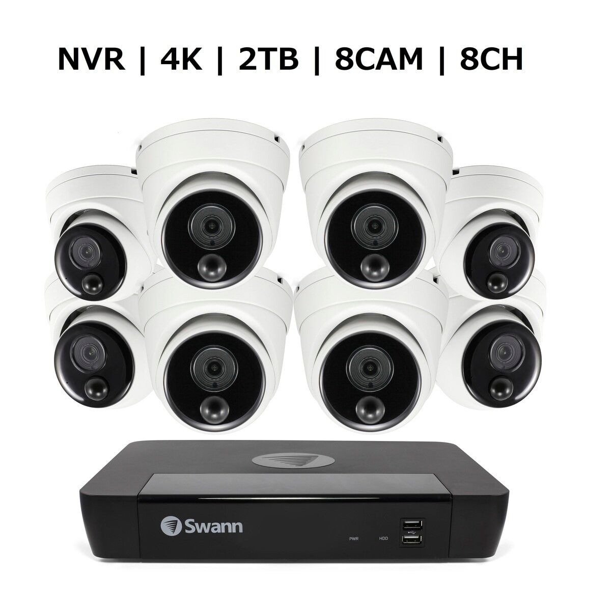 コストコ商品!Swann スワン 8CH 4K NVRシステム 2TB 4K 顔認識 ドームカメラ 8台セット ct36959 sou
