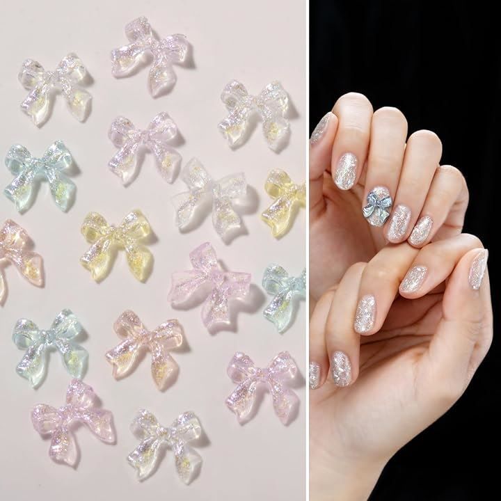 K-Bom ネイルパーツ リボン オーロラ 3D 立体 50個 ネイルアート