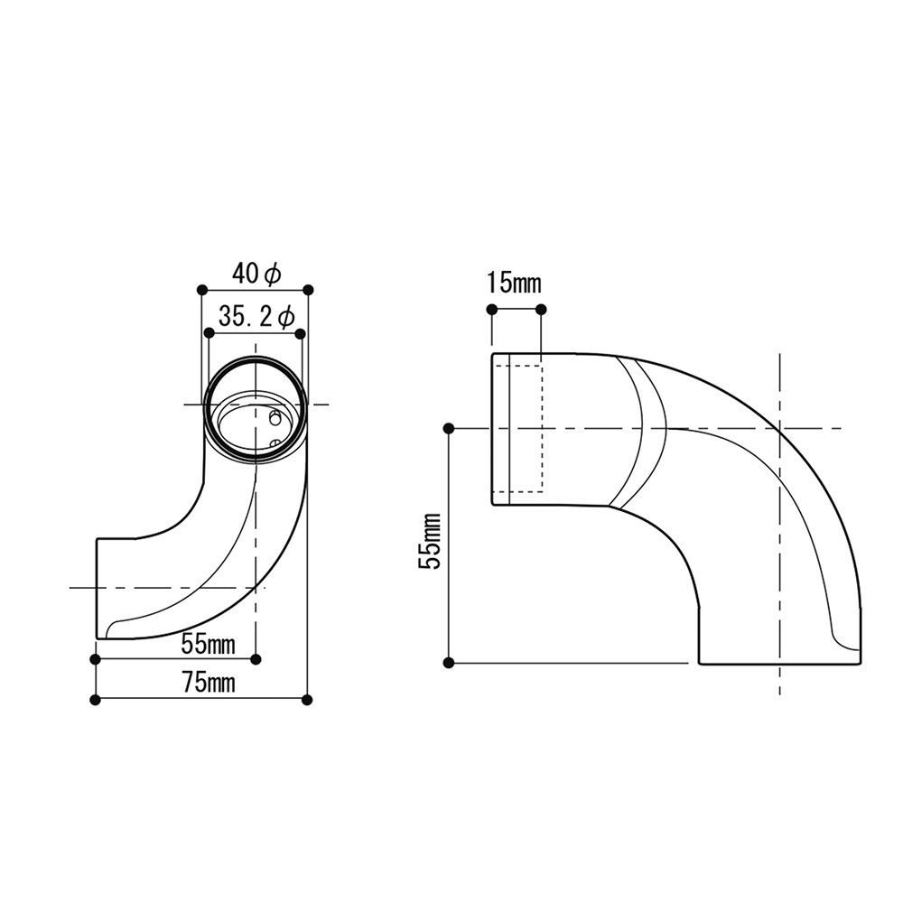 WAKI ABIRA 室内手すり用金具 ぬくもり手すり NES 壁受エンド Φ32 35 mm用