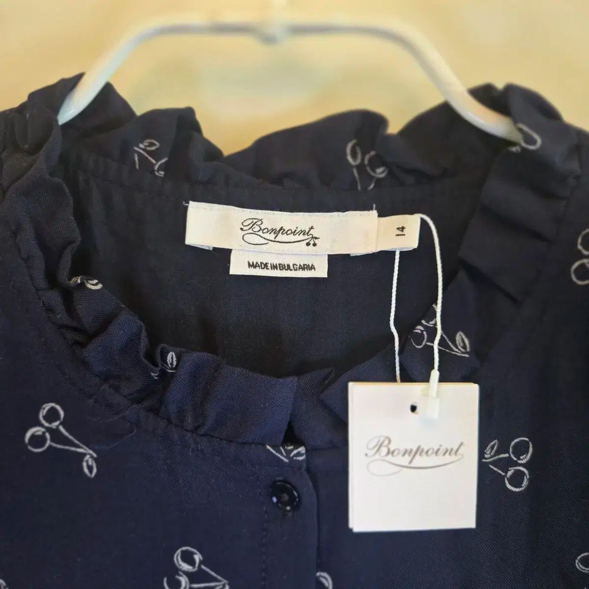 ボンポワン ネイビー 長袖 ドレス ワンピース 14y