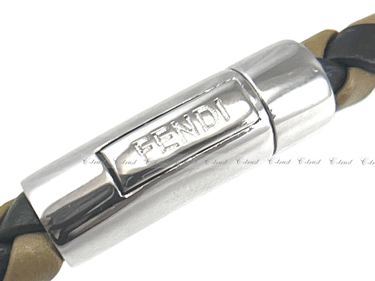 FENDI フェンディ ブレスレット スナップ カーフ レザー ニット メンズ イタリア製 7AJ809ARCWF1O81 ブラウン L761-M WWW_SHINETEETH_COM