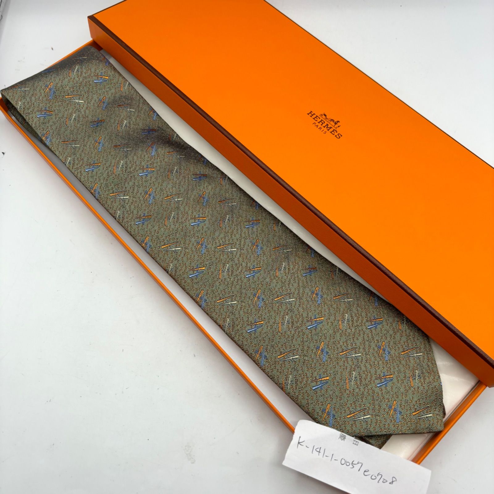 HERMES エルメス 未使用 シルク ネクタイ マルチカラー フランス