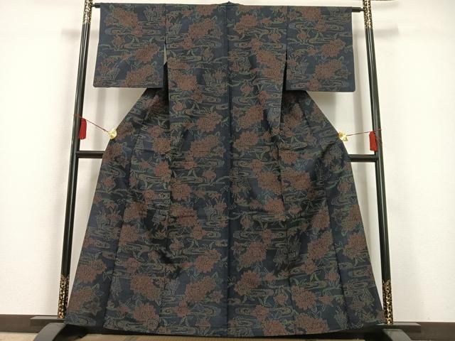 平和屋着物▽上質な紬　単衣　草花文　正絹　逸品　未使用　CAAT6597xi 平和屋着物▽上質な紬 単衣 草花文 正絹 逸品 未使用 CAAT6597xi