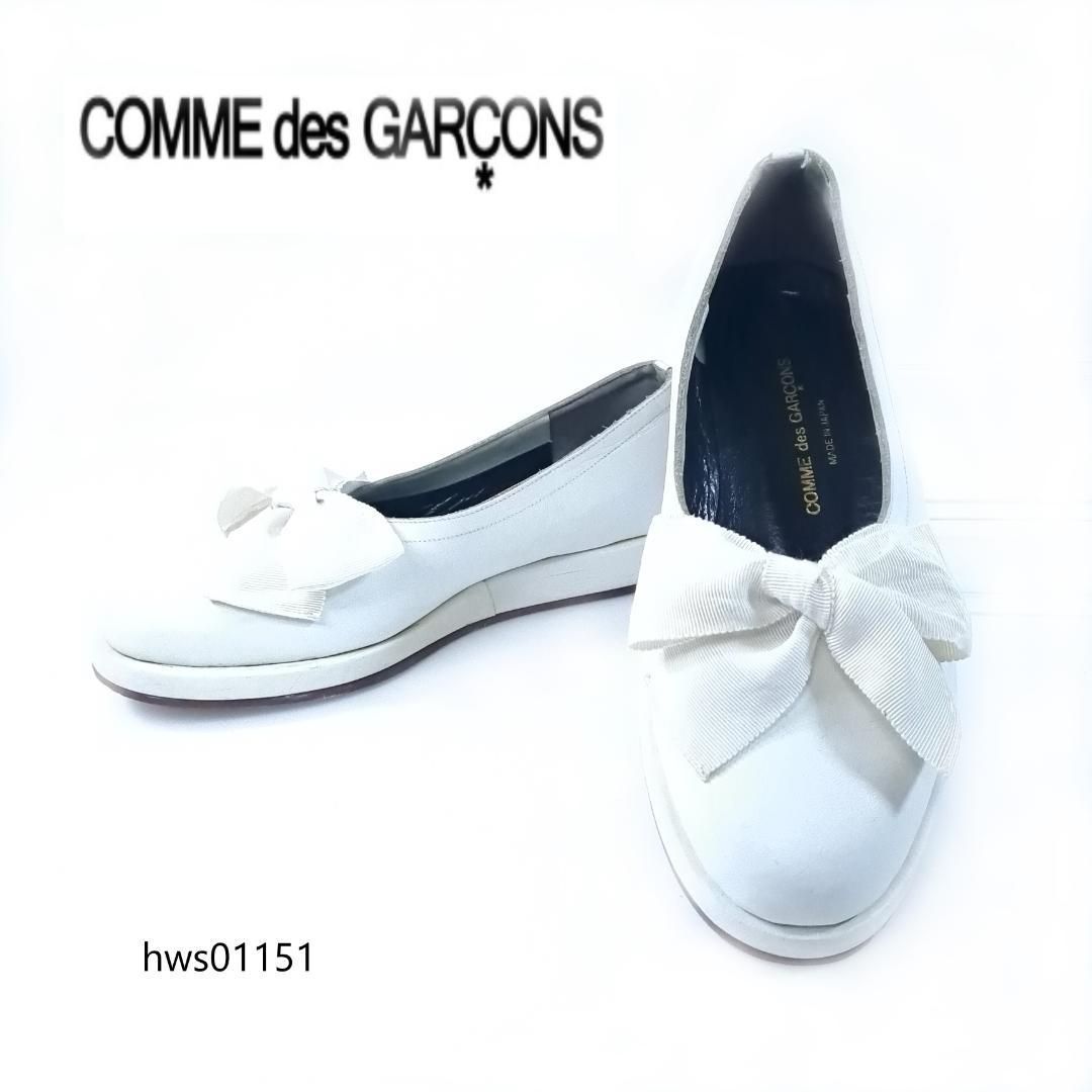 COMME des GARCONS & HESCHUNG　リボンローファー COMME des GARCONS フラットシューズ リボン 白 ラウンドトゥ