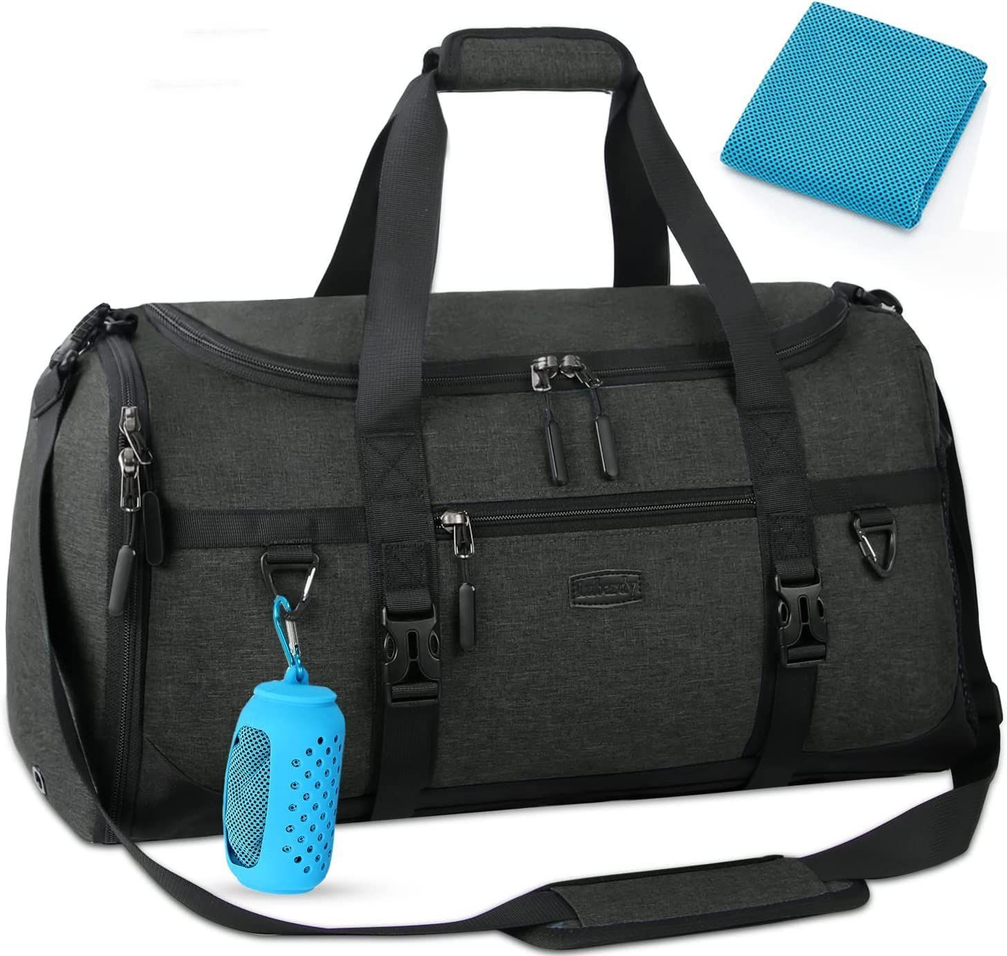 Color:ブラック_Size:55L ボストンバッグ 大容量 メンズ ダッフルバッグ ジムバッグ スポーツバッグ 防水 YKKファスナー 出張 旅行バッグ シューズ収納 速乾タオル付き 55L ブラック