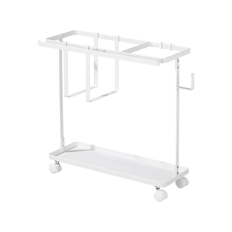 【新品】 フィットネスグッズ収納ラック 隙間収納 ラック ヨガマット収納 キャスター付き 約W50.3×D18.5×H45.5cm ホワイト