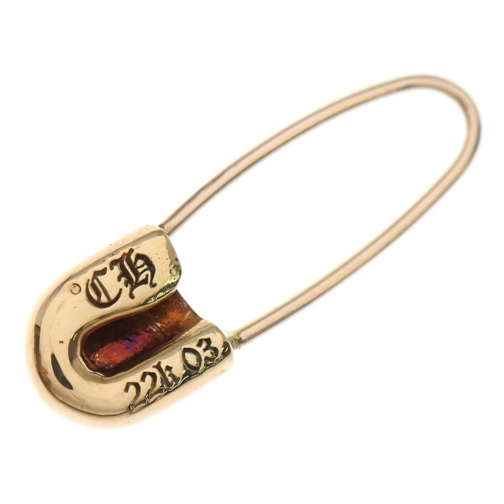 CHROME HEARTS クロムハーツ 22K SAFETY PIN CH PLS 1DIA 1ダイヤ セーフティーピン ピアス ゴールド