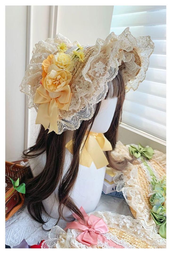 【手紙と詩♡朝花夕拾】田園プリント刺繍四段振りjskロリータドレス 森ガール黄色 手紙と詩♡朝花夕拾】田園プリント刺繍四段振りjsk ロリータ