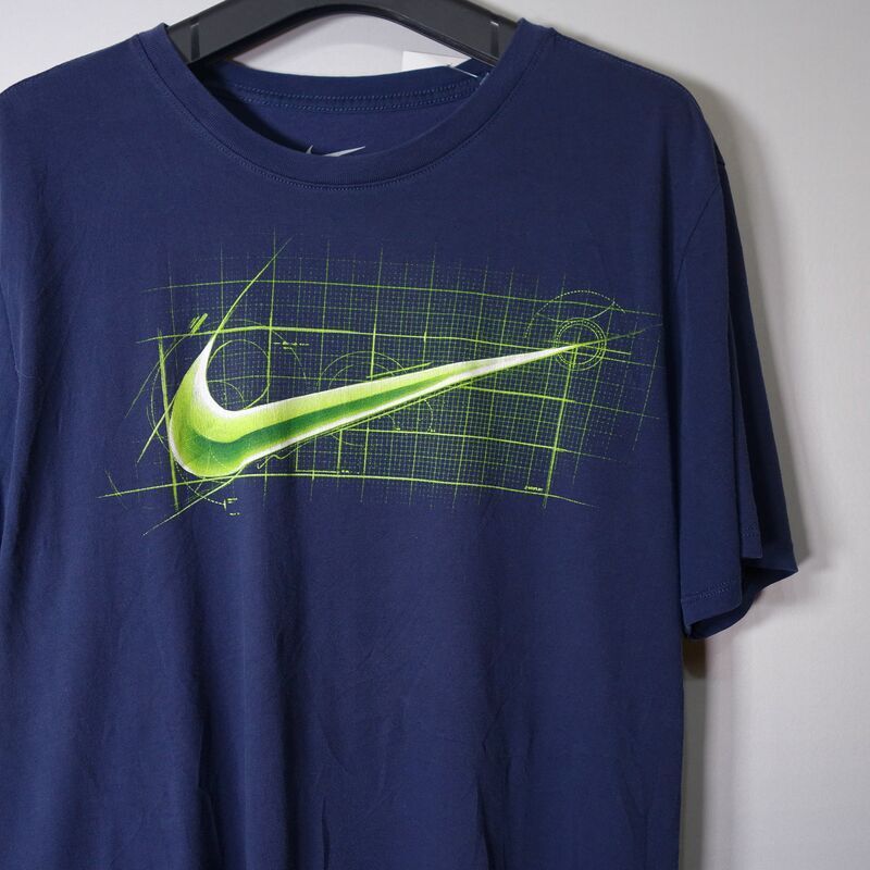 ナイキ NIKE プリントTシャツ 半袖 メンズ L クルーネック ドライフィット フロントロゴ 古着