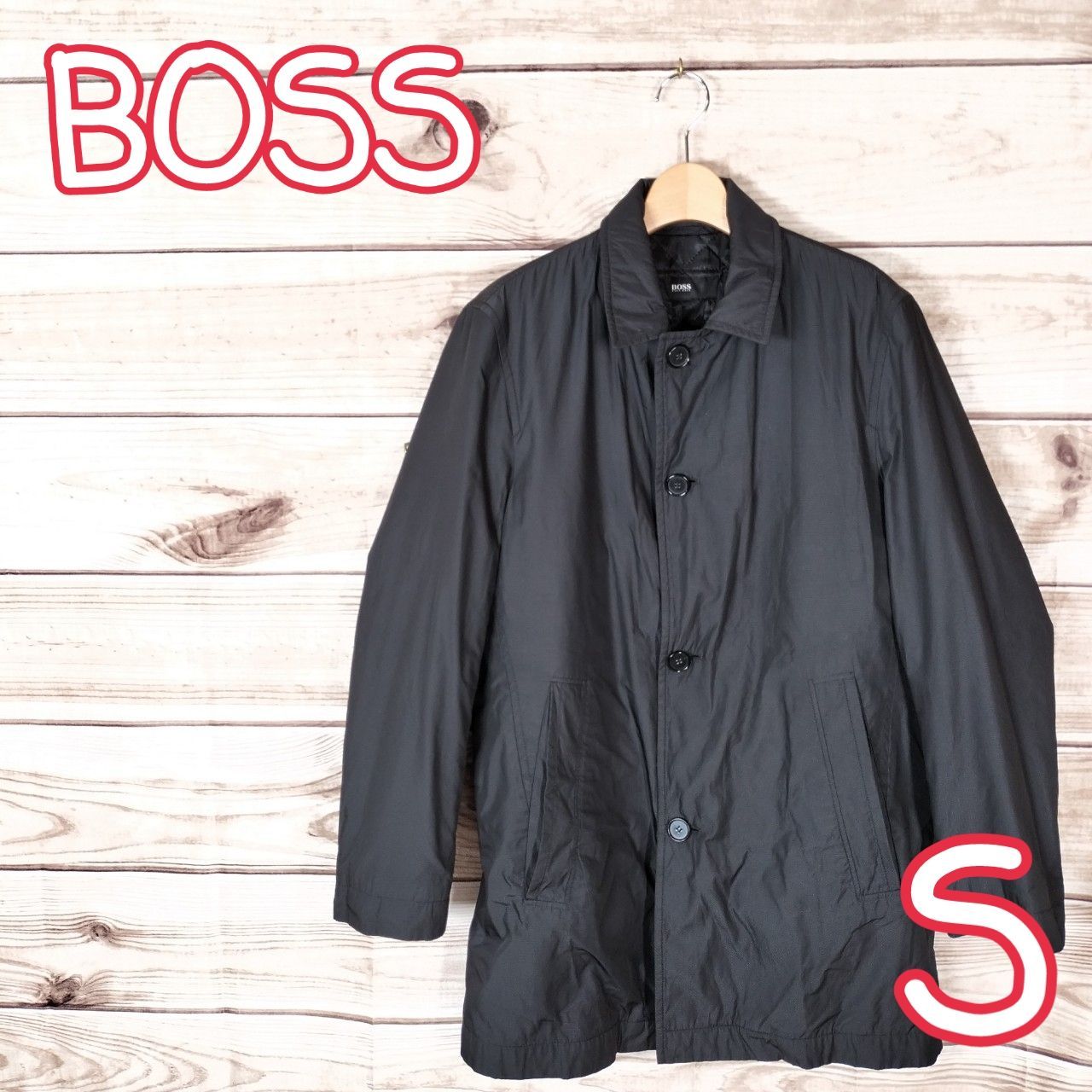 美品 BOSS ボス メンズ ジャンパー アウター ジャケット 黒 クロ S相当 