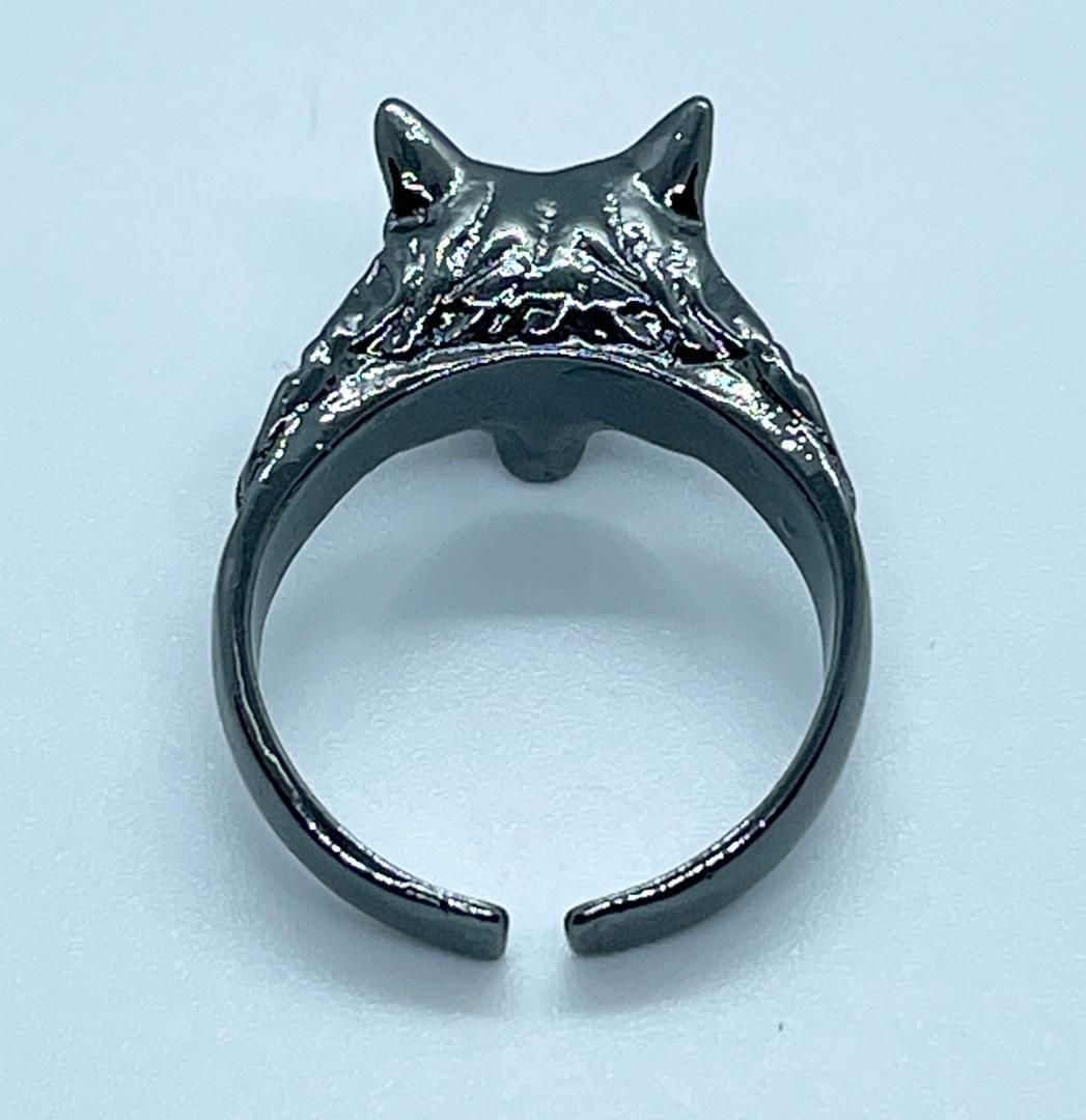 ウルフ 狼 リング 指輪 18号 ブラック 黒色 オオカミ かっこいい 