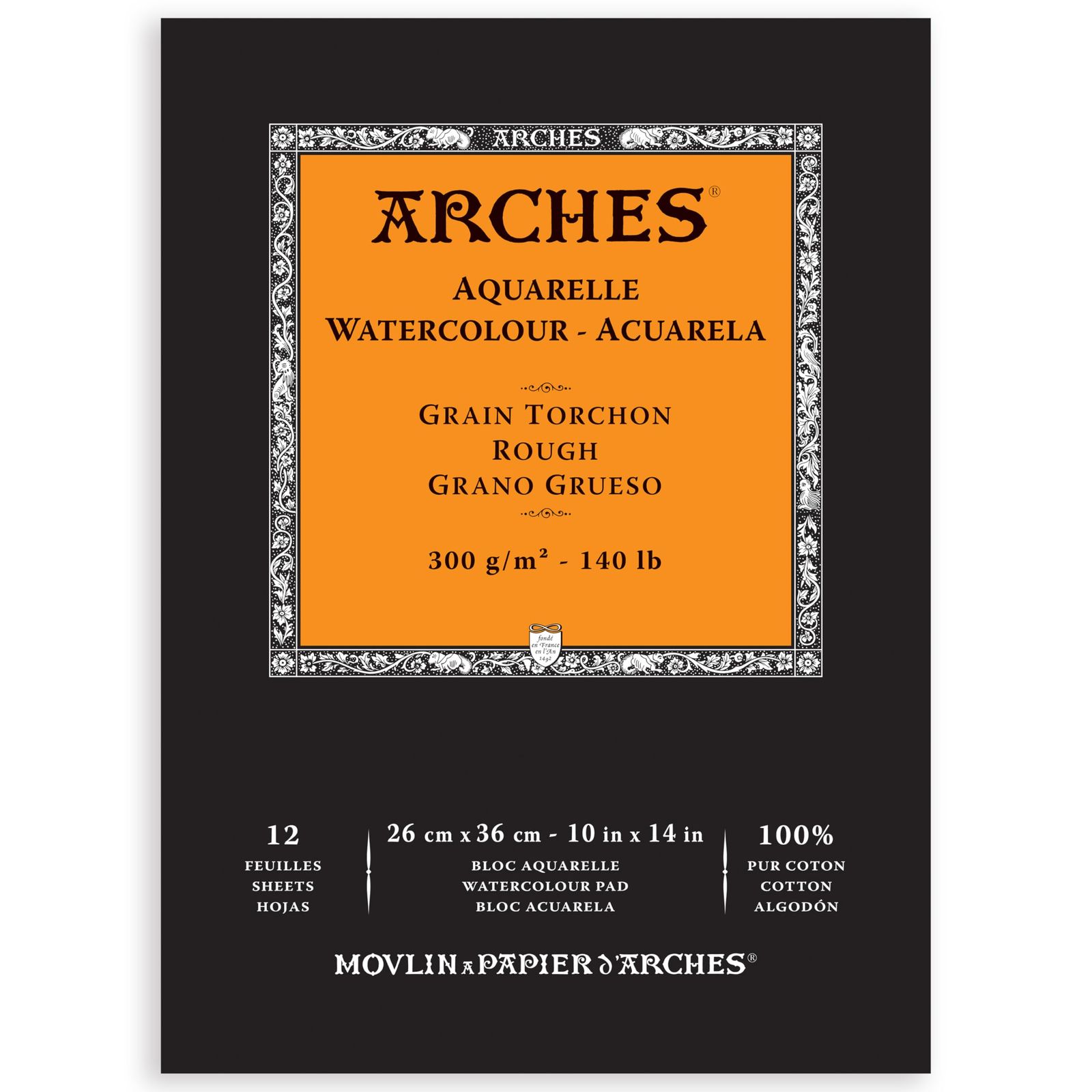 新品 Arches アルシュ 水彩紙 パッド 300g 荒目26X36cm 12枚 (1795103