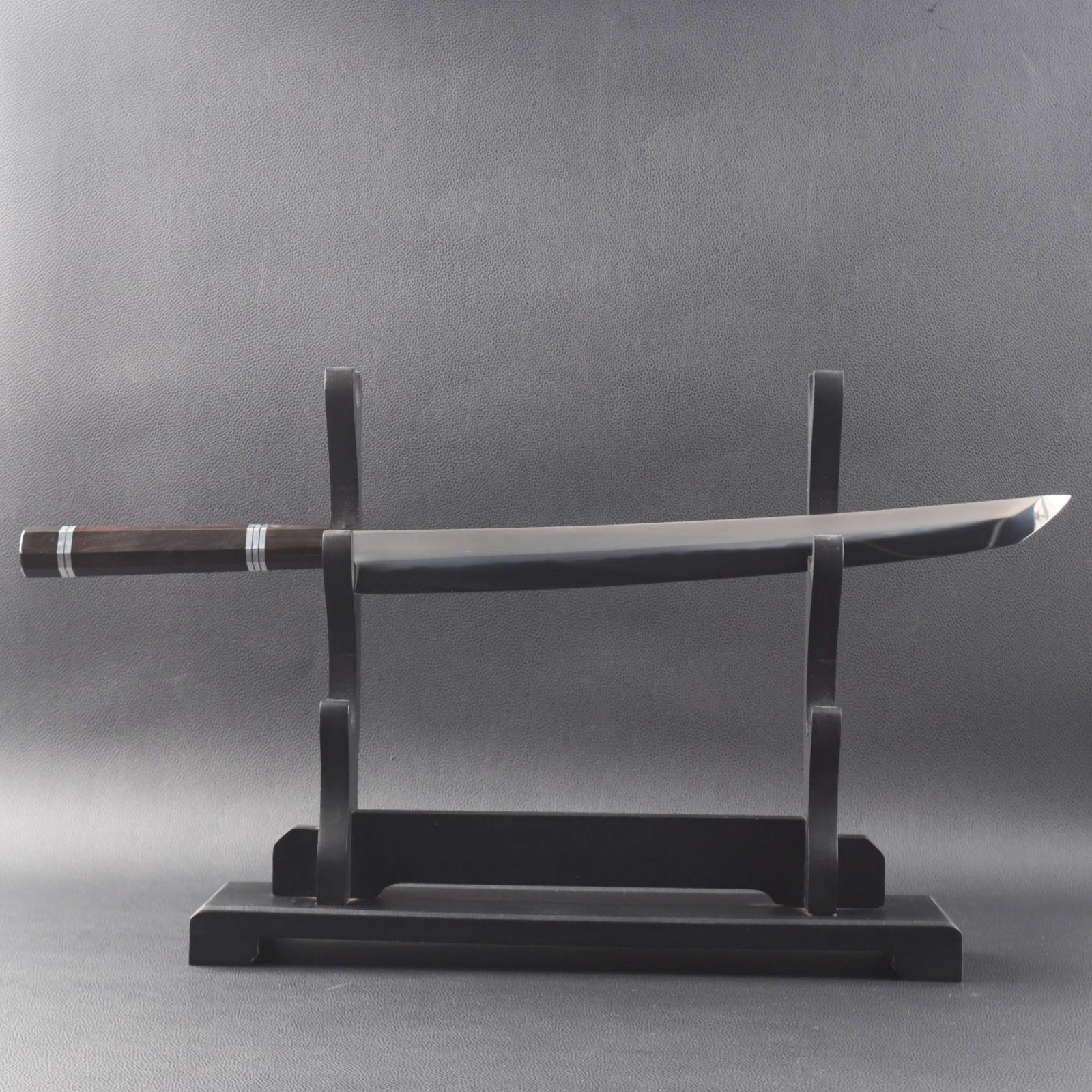 水本焼 MKH1高炭素鋼 先丸柳刃包丁 尺三 刃渡り390mm 黒檀八角柄 上 色水牛角 下 黒水牛角 五本銀巻