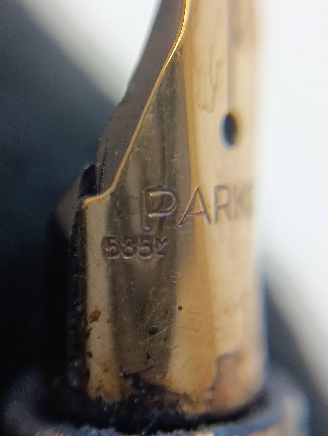 中古品】Parker パーカー 万年筆 ペン先 14K 585 ブラウン マーブル 名