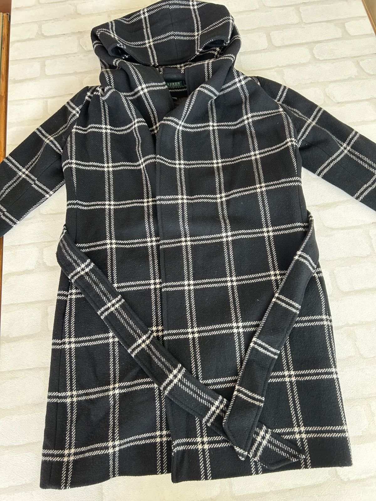 新品タグ付き♡ラルフローレン♡タータンチェックウールロングコート ☆値下げRALPH LAUREN ラルフローレン ショールカラーコート