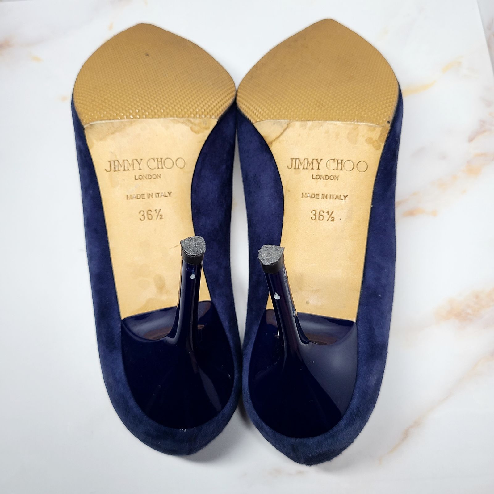 JIMMY CHOO ジミーチュウ パンプス 23.5cm ネイビー ハイヒール