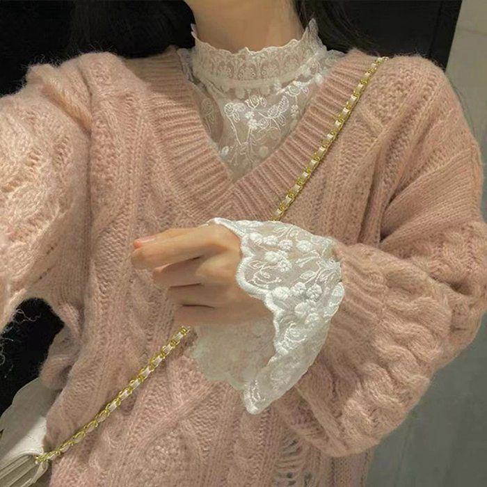 【新品未開封】メナードジョアレットレース刺繍インナー♡前空き　定価12100円。 セール】刺しゅうレース 透け感 長袖 インナー トップス（T