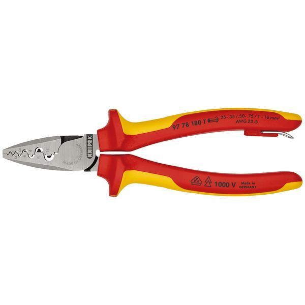 KNIPEX クニペックス 1000V絶縁圧着ペンチ 落下防止 全長180mm 9778-180T HRDEVELOPMENT_JP