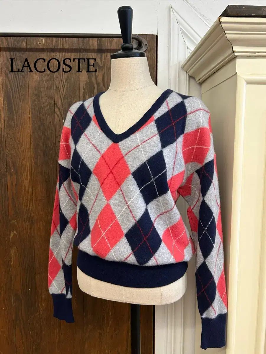 LACOSTE ラコステ 正規品 アーガイル柄 Vネック ニット