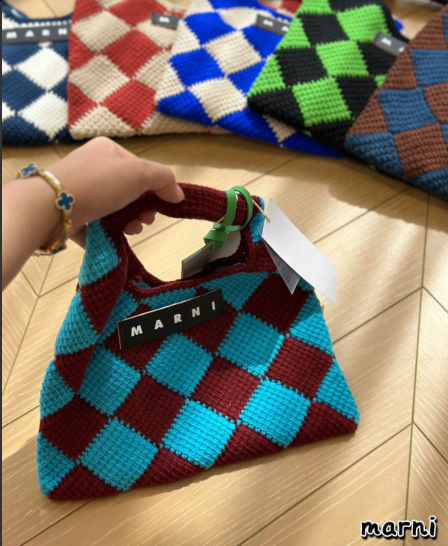 MARNI マルニマーケット ストライプトートバッグ