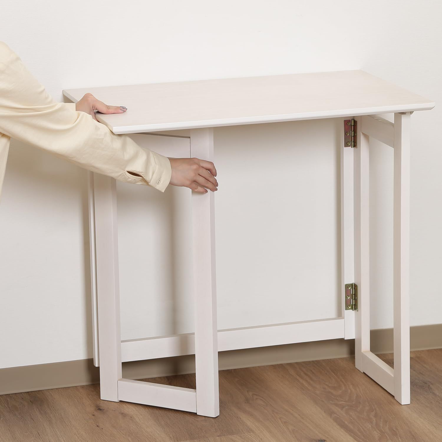 在庫 不二貿易 折りたたみデスク コンパクト テーブル 完成品 天然木 幅70×奥行45×高さ69cm ホワイトウォッシュ 収納 ミラン 10882 MARWIL-DEMENAGEMENTS_CH