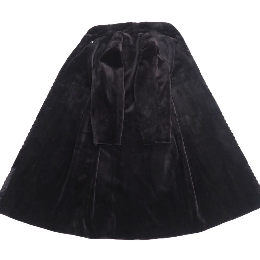 ミンク ロングコート 着丈107cm フォックスファー シェアード ブラック □美品□Mink ミンク コート サイズF シェアードミンク ファー