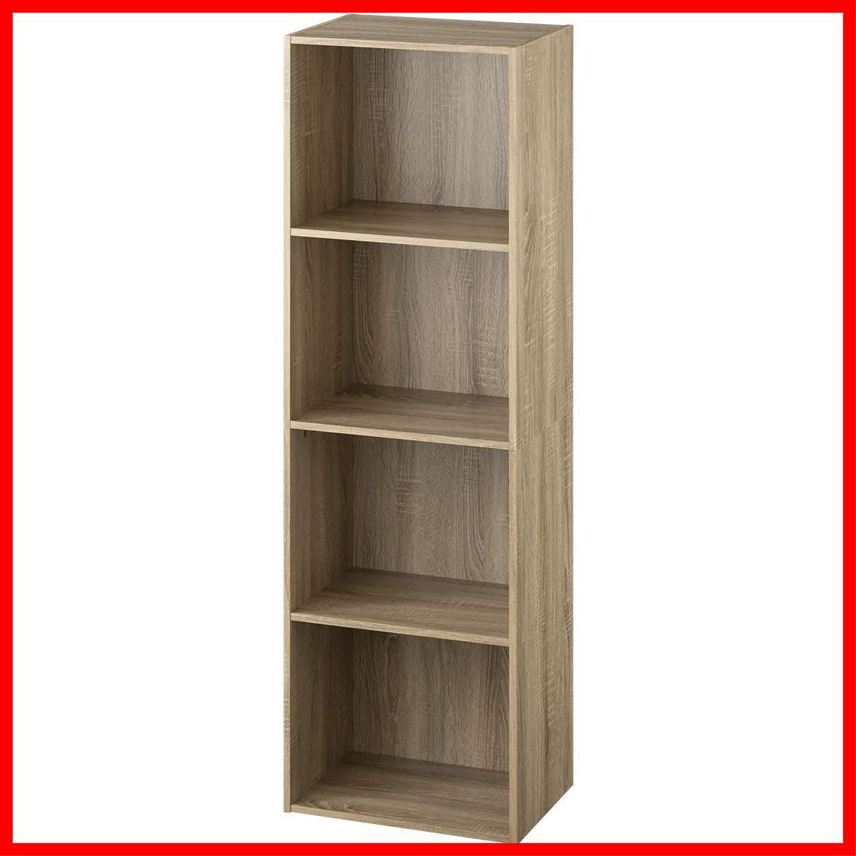 ぼん家具 ボックス 4段 A 4対応 幅41 4 奥行29 1 高さ134 cm 収納ボックス 本棚 収納棚 木製 リビング収納 オーク