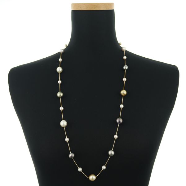 タサキK18ネックレス　ゴールド　パール10P シンプル　ステーションネックレス TASAKI タサキ K18 パール ステーション ネックレス