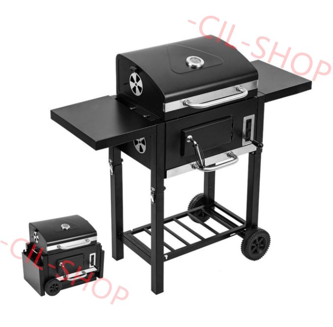 バーベキューコンロ 炭火焼き 中型 BBQグリル 温度計付き 通気口