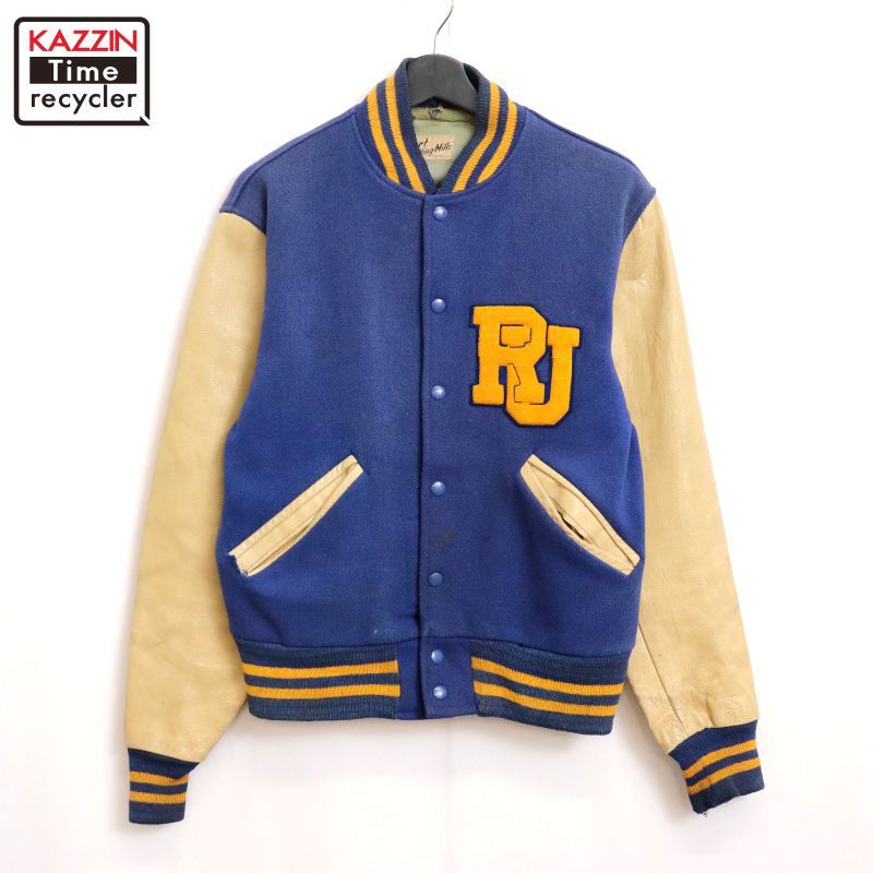 60s vintage レザー切り替え アームレザー チェーンステッチ