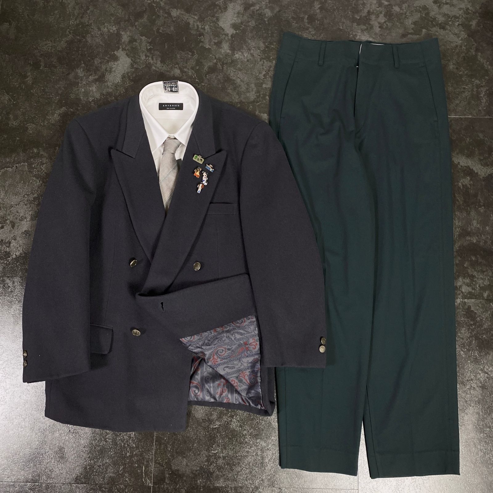 NO.82 【vintage】 セットアップ ダブル ピンズ ネクタイ ブラック