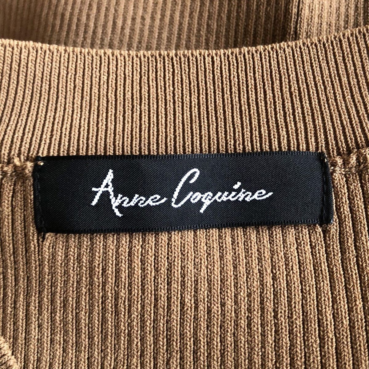  Anne Coquine アンコキーヌ 七分袖セーター サイズLL レディース - ライトブラウン クルーネック 五分袖 七分袖 ニット セーター