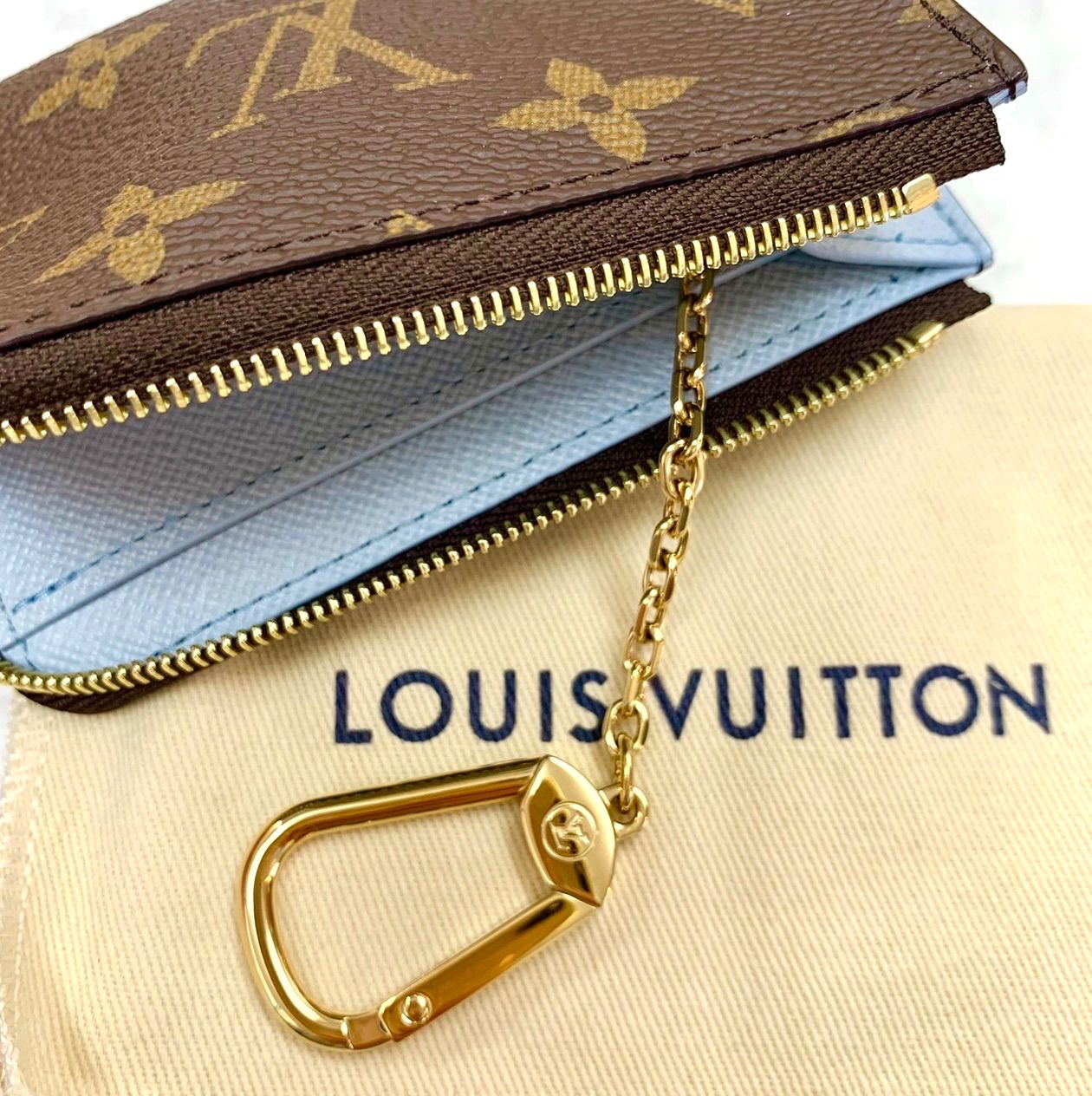 【新品未使用品⭐️LOUIS VUITTON】 ルイ・ヴィトン ポルト クレ・ノア コインケース キーケース モノグラム ブラウン オランプブルー M83612     レディース極美品です （AYA） 240611040000MK