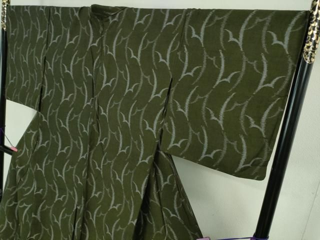 平和屋着物□極上 久留米絣 単衣 綿 白中絣 坂田織物謹製 染の近江  